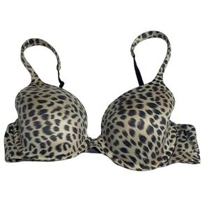 Victoria's Secret Showstopper‎ Lined Perfect Coverage Cheetah Print Bra Size 34C